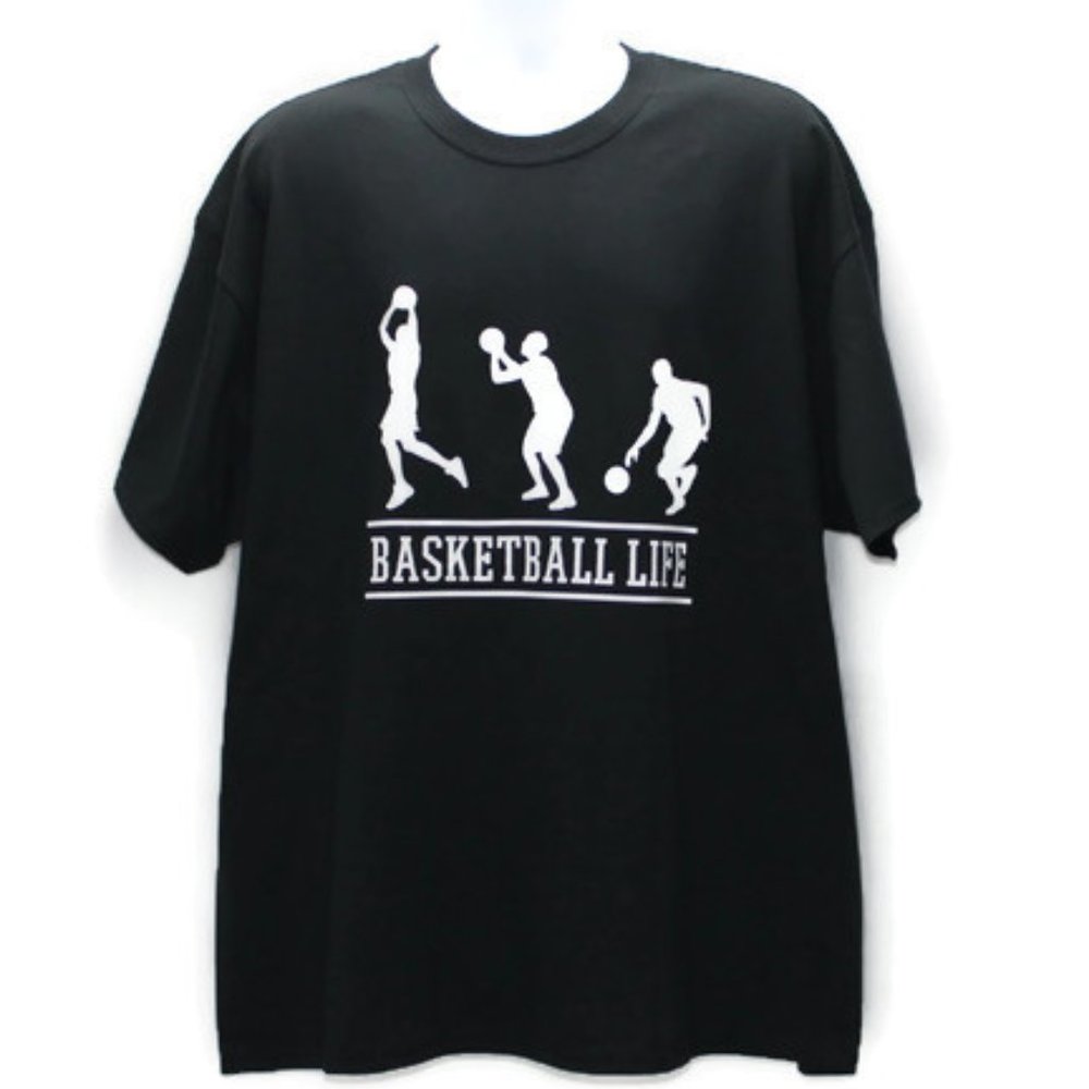 MEN'S BLACK CUSTOM MADE BASKETBALL LIFE TEE SHIRT (Size XXL)